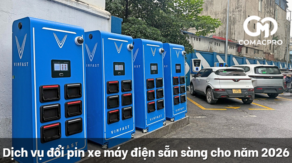 Dịch vụ đổi pin xe máy điện sẵn sàng cho năm 2026
