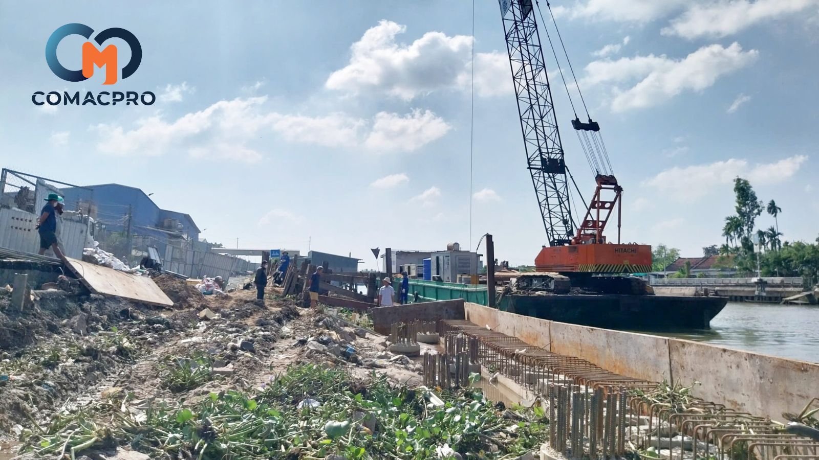 Khẩn trương thi công khắc phục đoạn sạt lở trên QL80 đoạn thuộc tuyến tránh thành phố Long Xuyên (An Giang).