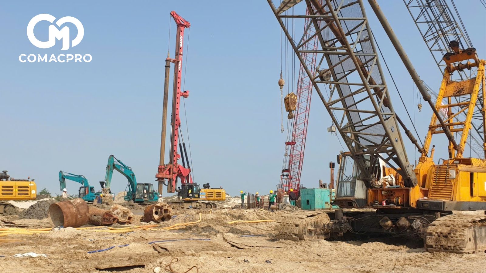 Thi công cọc nhồi tại công trường.