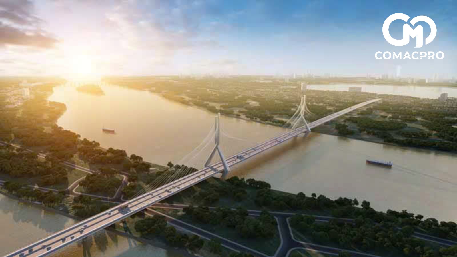 Phối cảnh cầu Tứ Liên ở Hà Nội.
